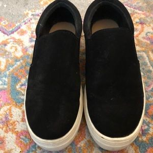 Black slip on platform sneakers